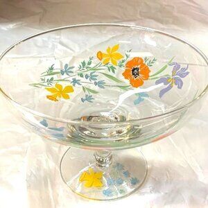 MCM Vintage Dorothy Thorpe Footed Compote Bowl Dish California Wildflower 7.5"